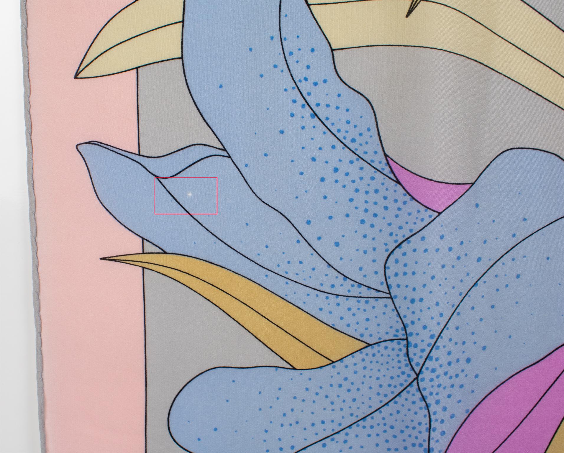 Madame Grès Paris Silk Scarf Multicolor Pastel Giant Flower Print, c1970s For Sale 4