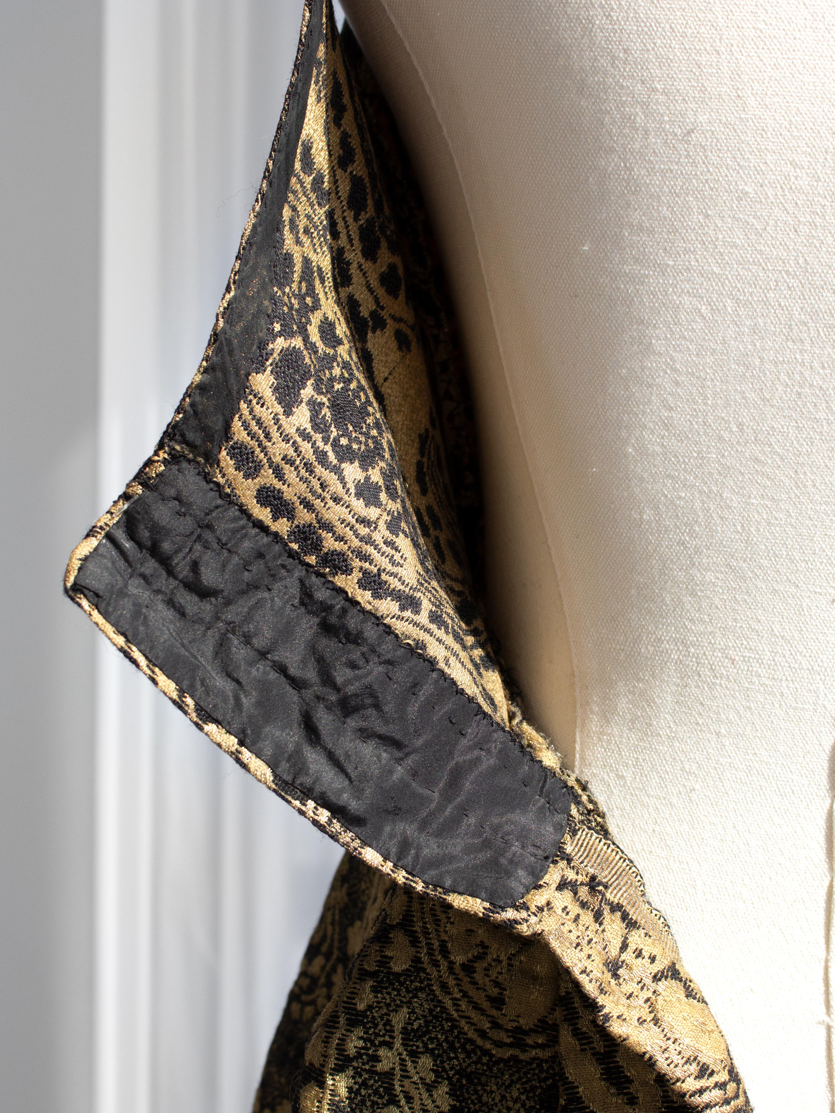 Madame Grès Vintage 1960 Gold Black Brocade Scoop Neck Maxi Dress Evening Gown 8