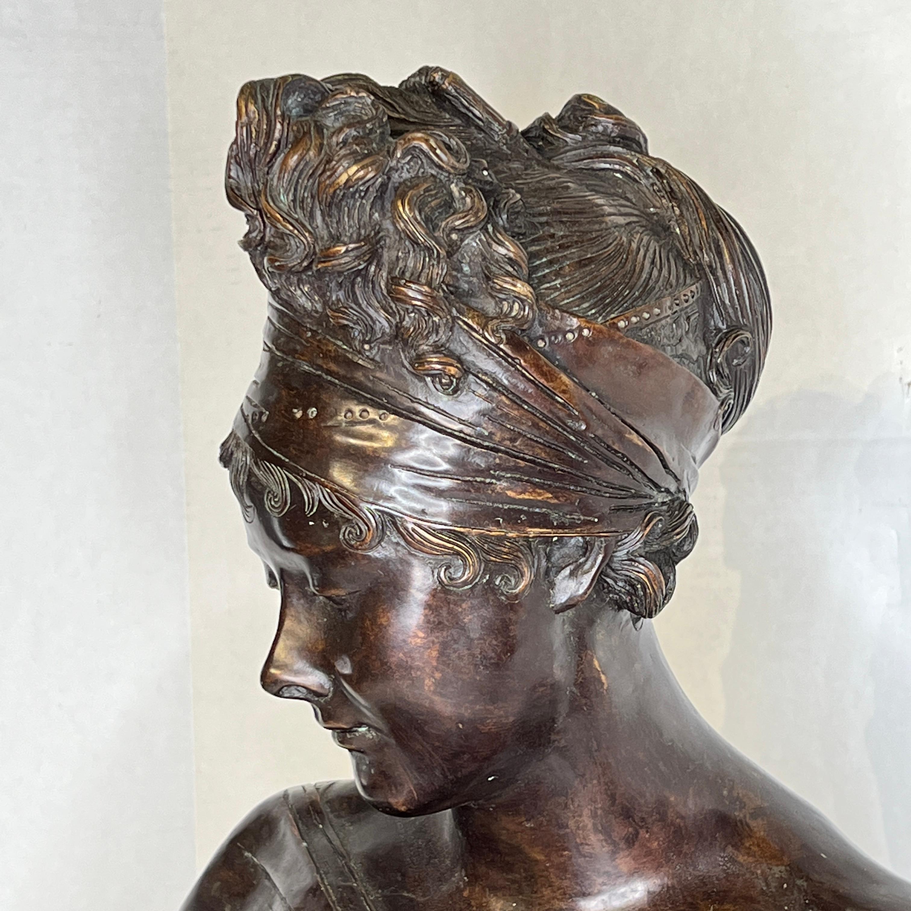 Neoclassical Madame Juliette Recamier Bronze Bust After Joseph Chinard For Sale