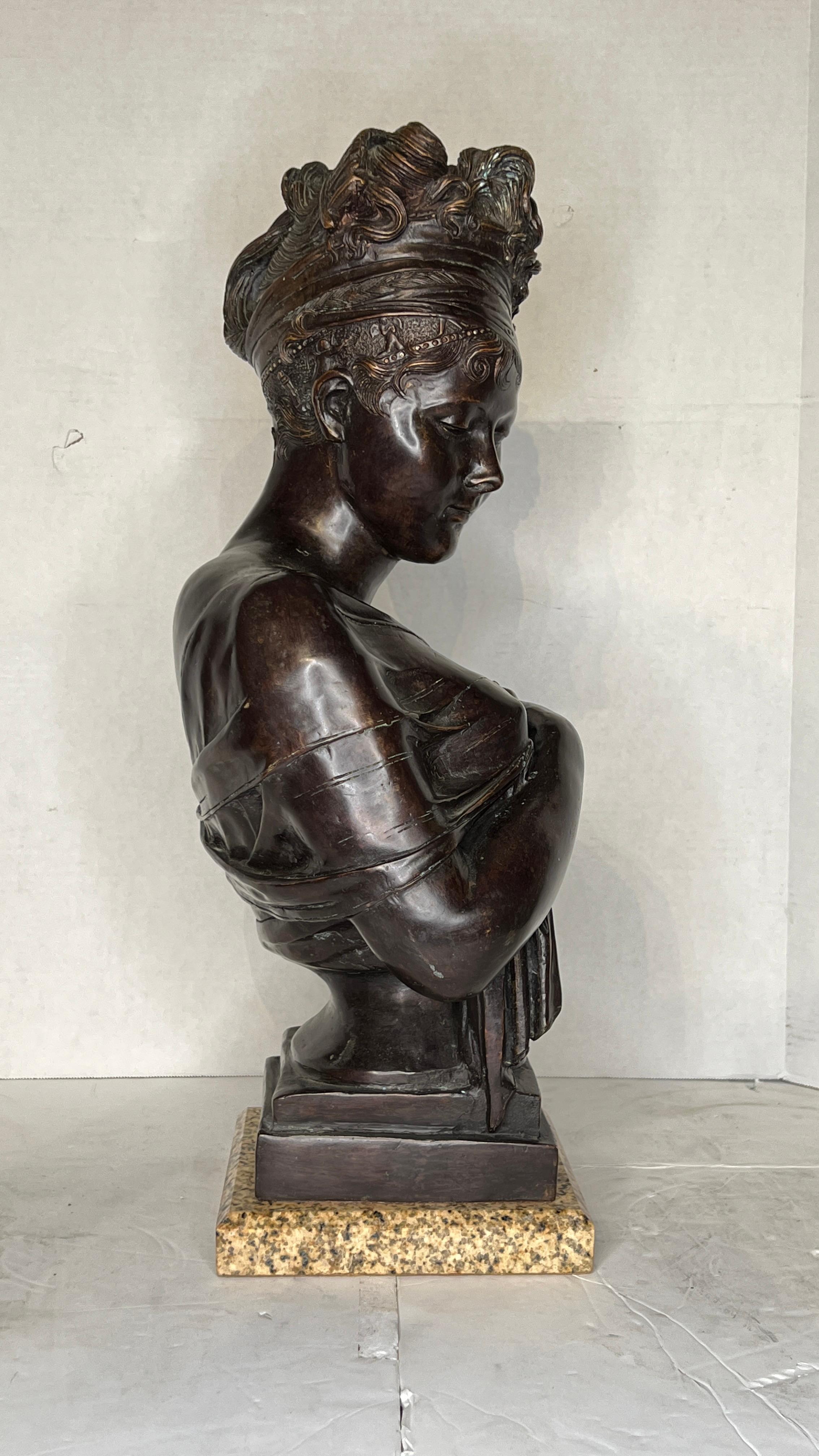 Madame Juliette Recamier Bronze Bust After Joseph Chinard For Sale 3