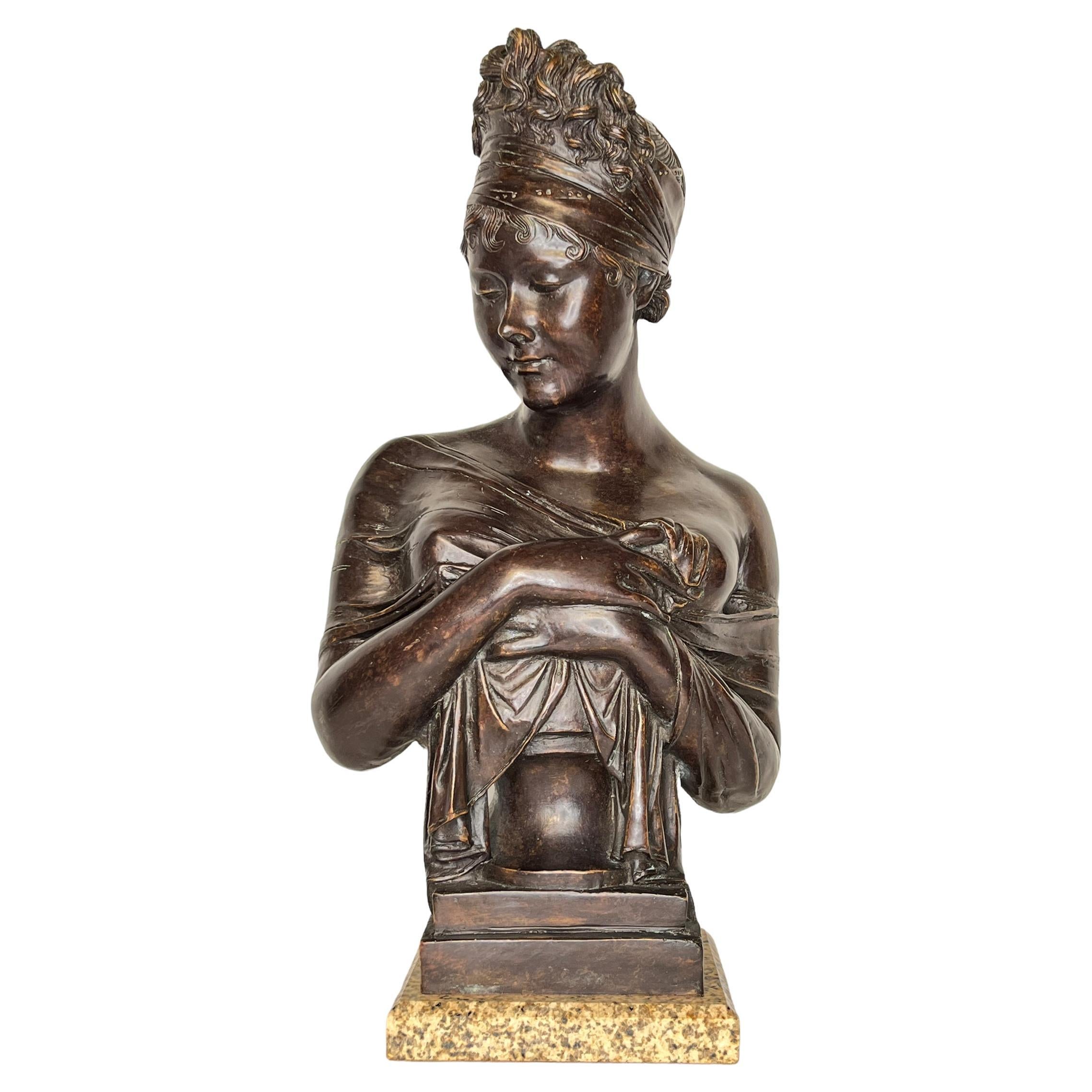 Madame Juliette Recamier Bronze Bust After Joseph Chinard For Sale
