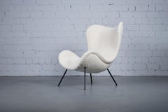 Madame Loungesessel mit Dedar-Boucle-Stoff von Fritz Neth für Correcta, 1950er Jahre