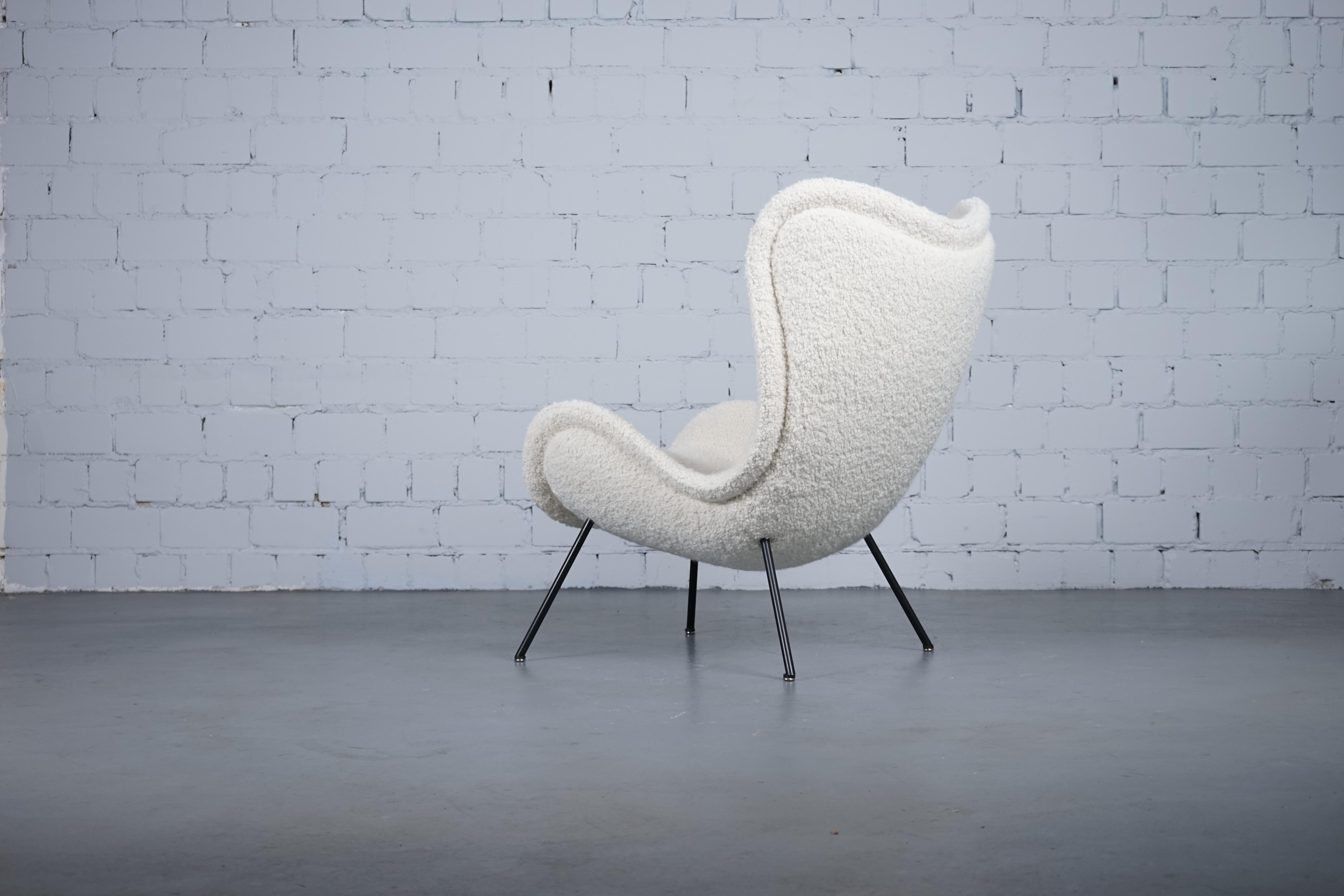 Mid-Century Modern Madame Lounge Chair with Dedar Boucle Fabric by Fritz Neth for Correcta, 1950s For Sale