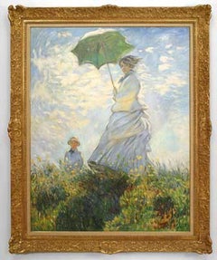 Madame Monet and Her Son Painting, Hand-Painted, Victorian, France