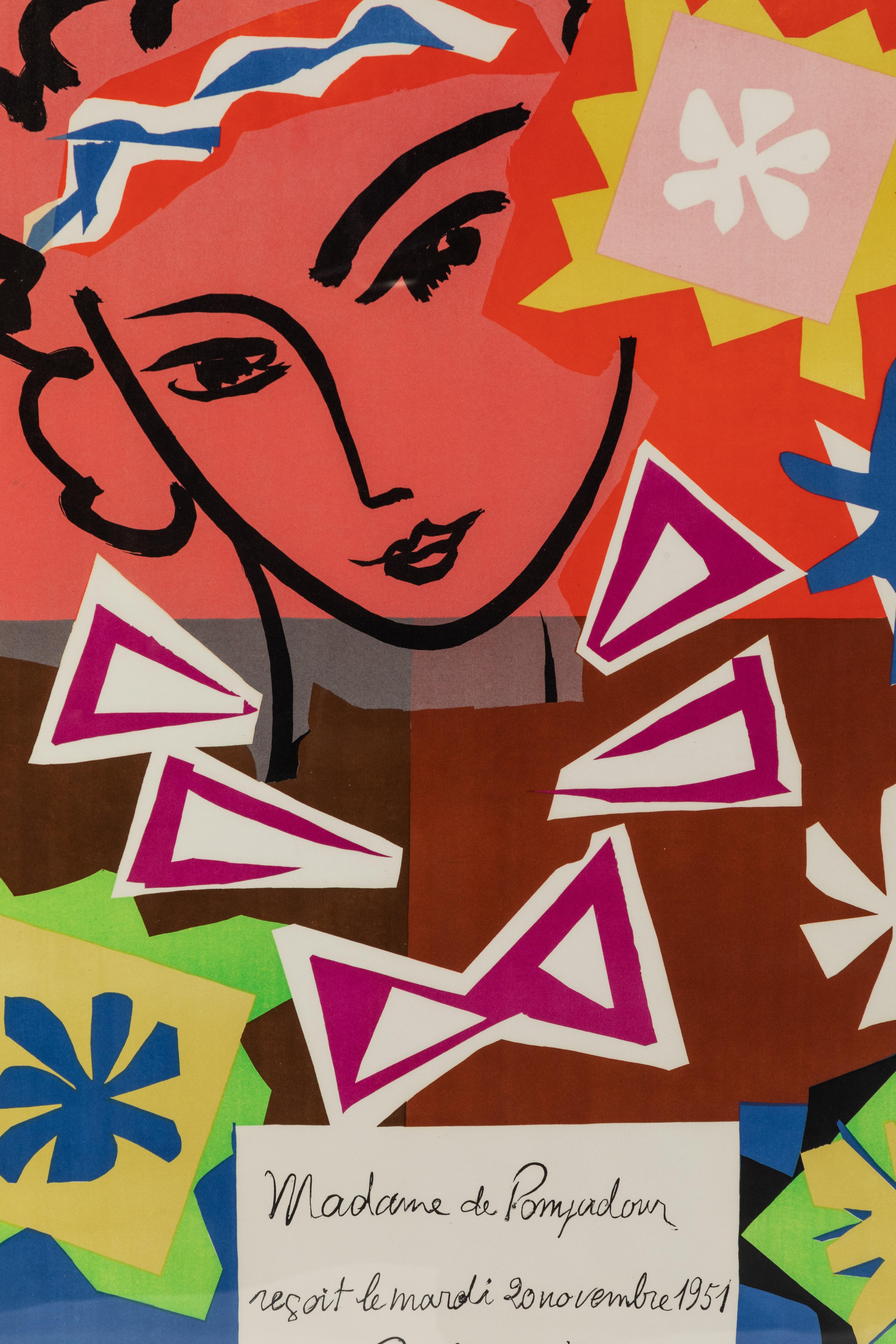 Mid-20th Century Madame Pompadour, vintage poster designed by Matisse
