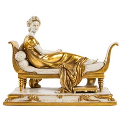 Madame Rcamier en porcelaine blanche et or