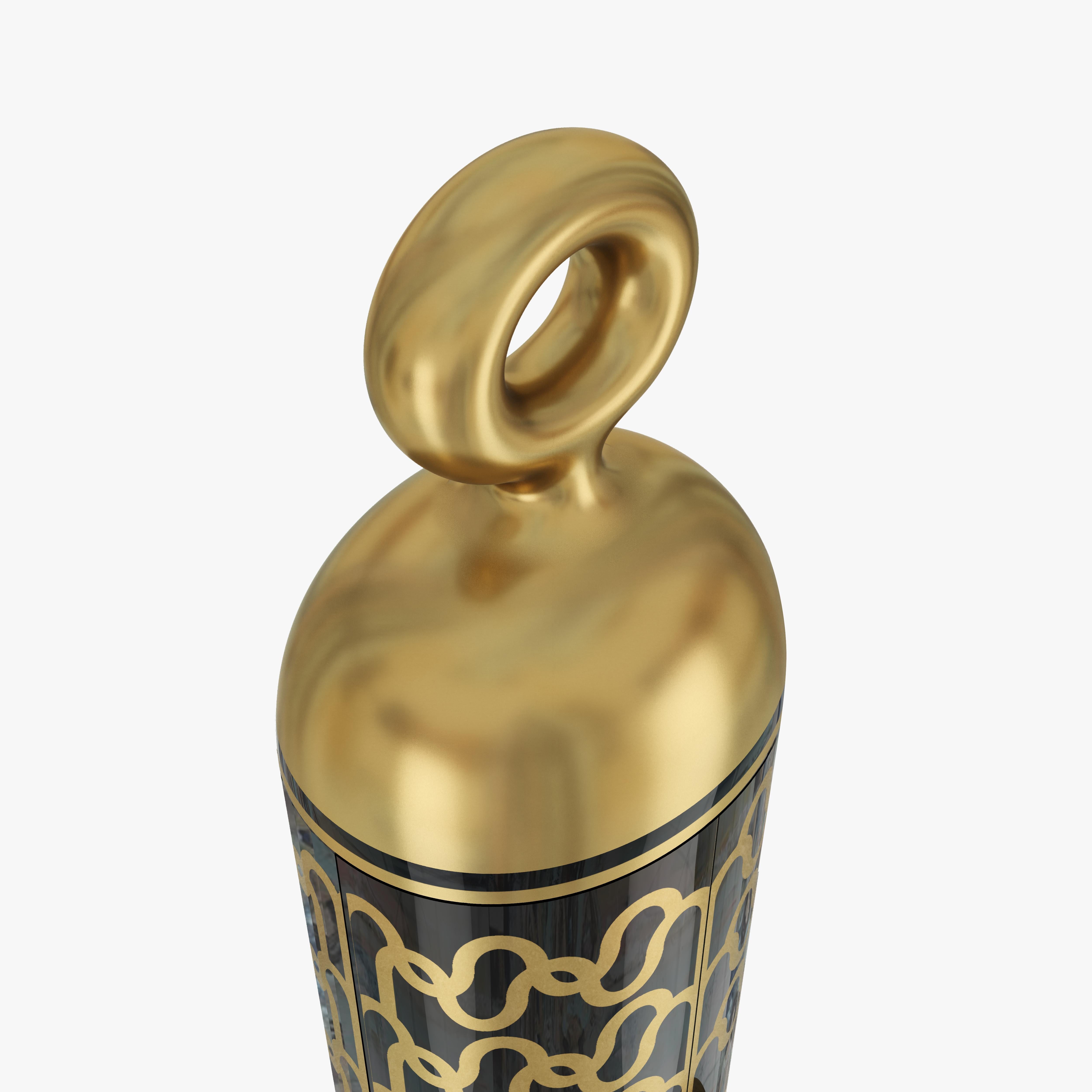 Contemporary Madame Verdoux Gold Black Storage Bar Cabinet by Matteo Cibic For Sale