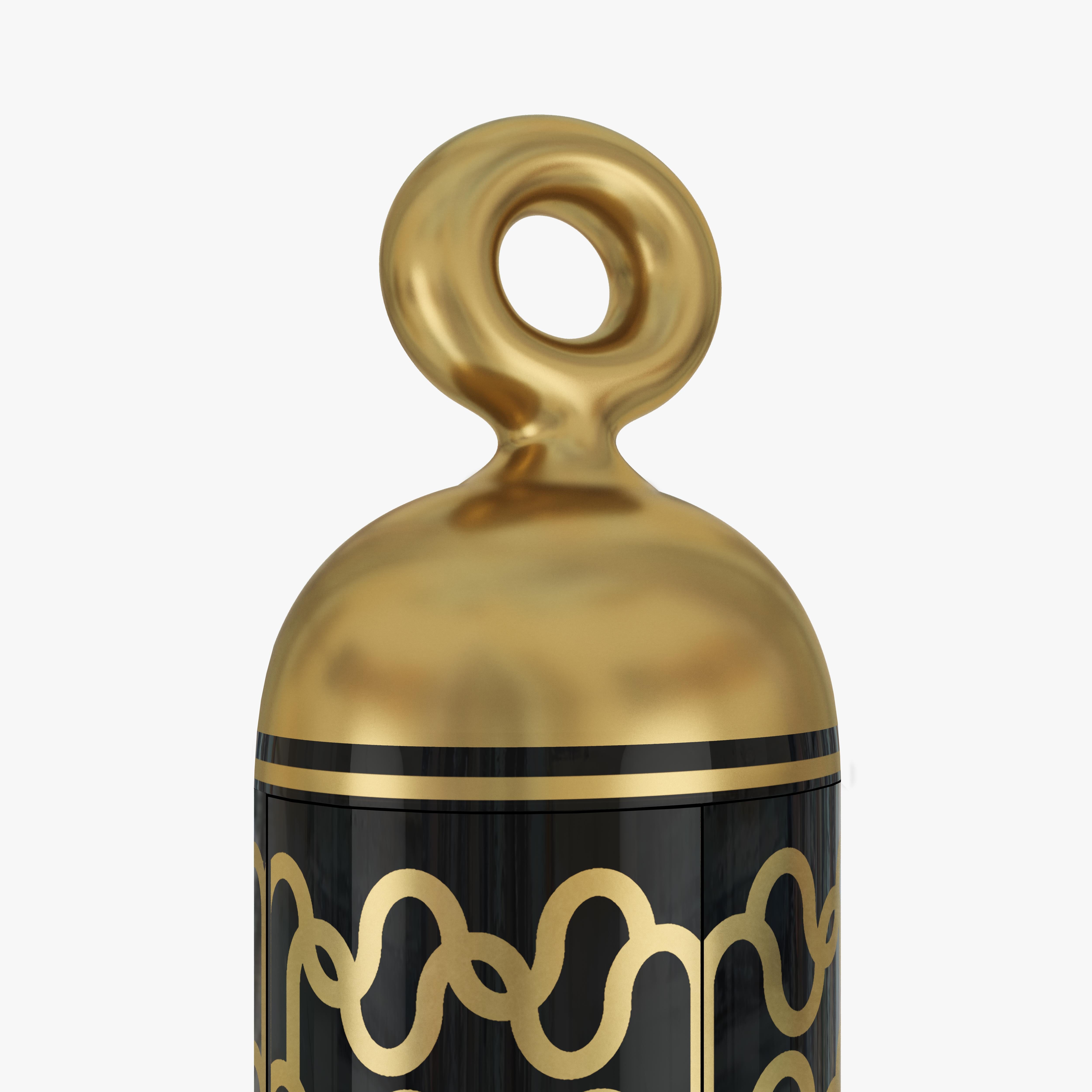 Brass Madame Verdoux Gold Black Storage Bar Cabinet by Matteo Cibic For Sale