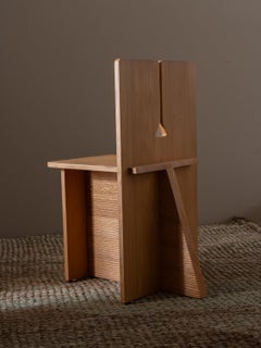 Contemporary "Arz" Chair in Solid Atlas Cedar by Mādda: Minimalist Moroccan