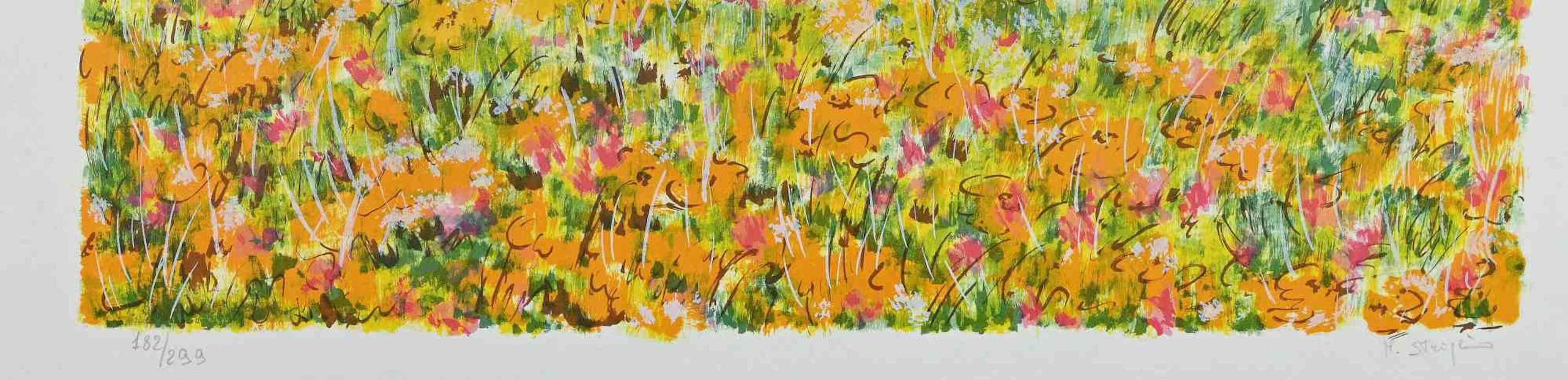 The Spring is a very brightly colored serigraph realized by the contemporary Italian artist  Maddalena Striglio.

Hand-signed  in pencil on the lower right.  Numbered on the lower left. Edition 182/299.

Good conditions.

Maddalena Striglio , a