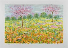 La primavera  - Serigrafia originale di Maddalena Striglio - Fine del XX secolo
