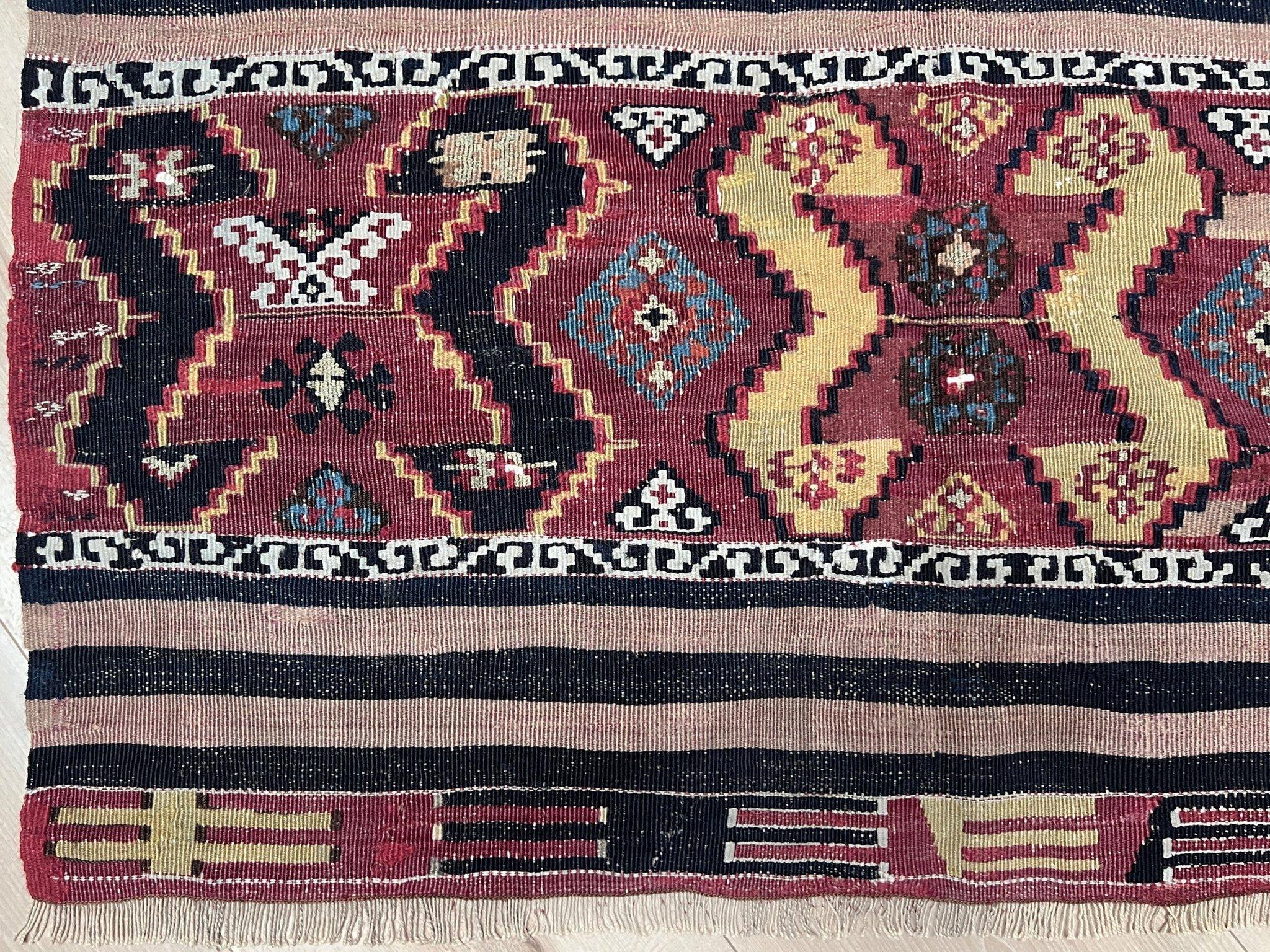 Kilim turco antico rosso polvere - Tappeto a trama piatta / Arte da parete (3'x5') - 1930s in vendita 3