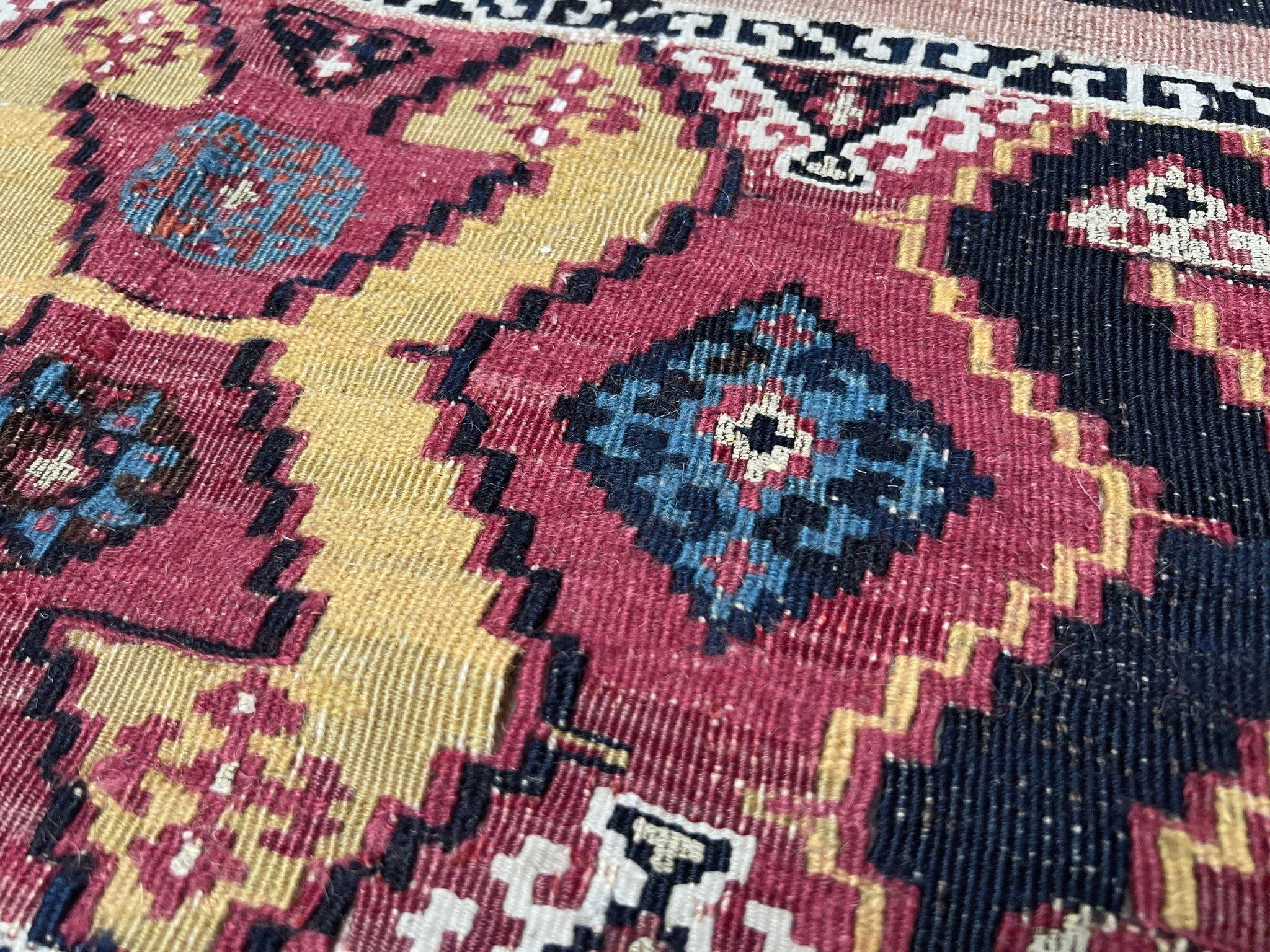 Kilim turco antico rosso polvere - Tappeto a trama piatta / Arte da parete (3'x5') - 1930s in vendita 2
