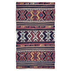 Kilim turc antique rouge garance • Tapis à maille plate / Art mural (3'x5') • 1930s