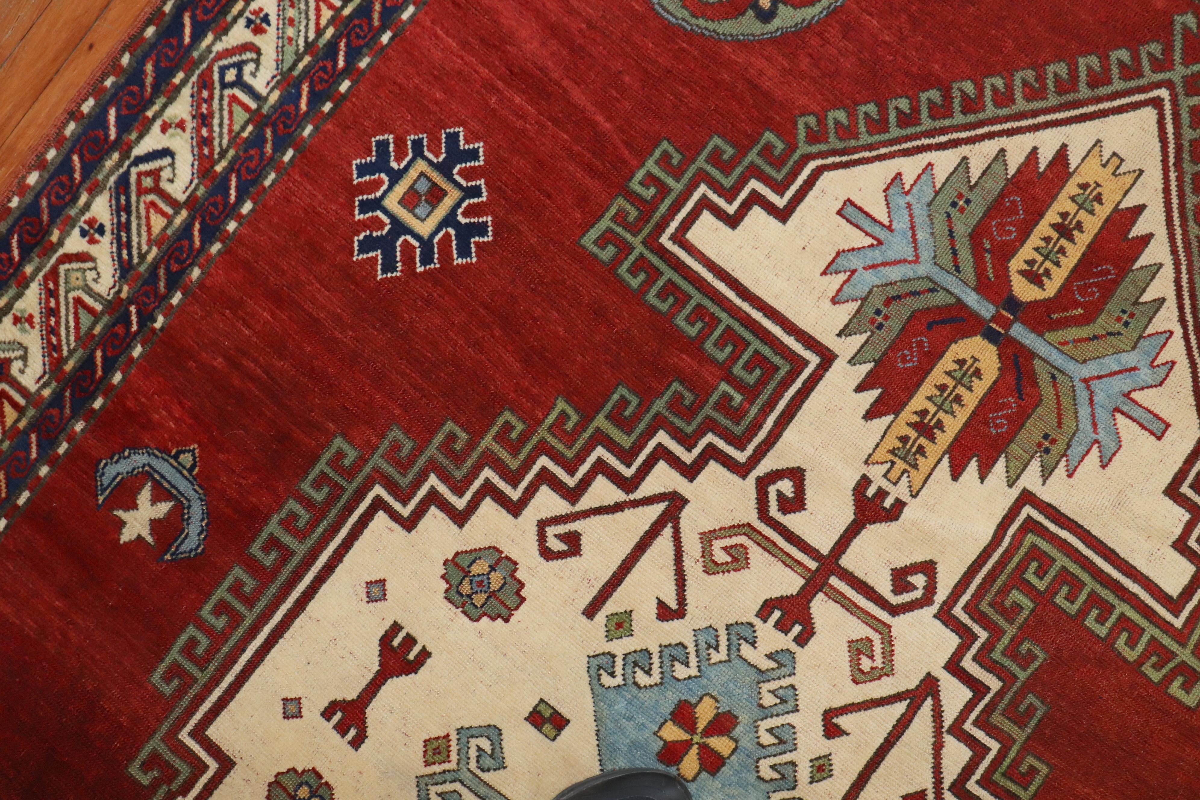 Hand-Woven Madder Red Armenian Antique Rug, Dated 1940 For Sale