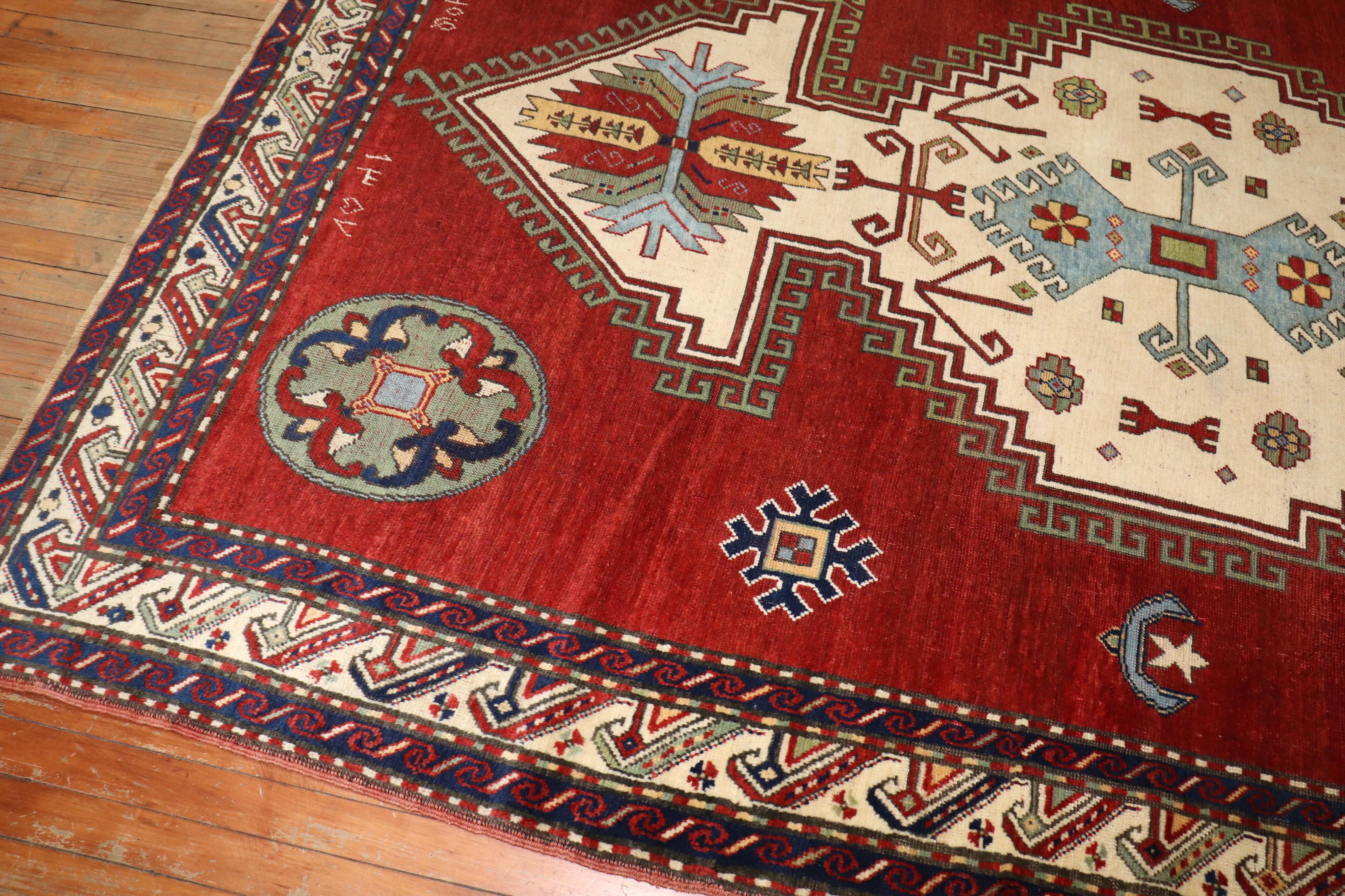 Mid-20th Century Madder Red Armenian Antique Rug, Dated 1940 For Sale