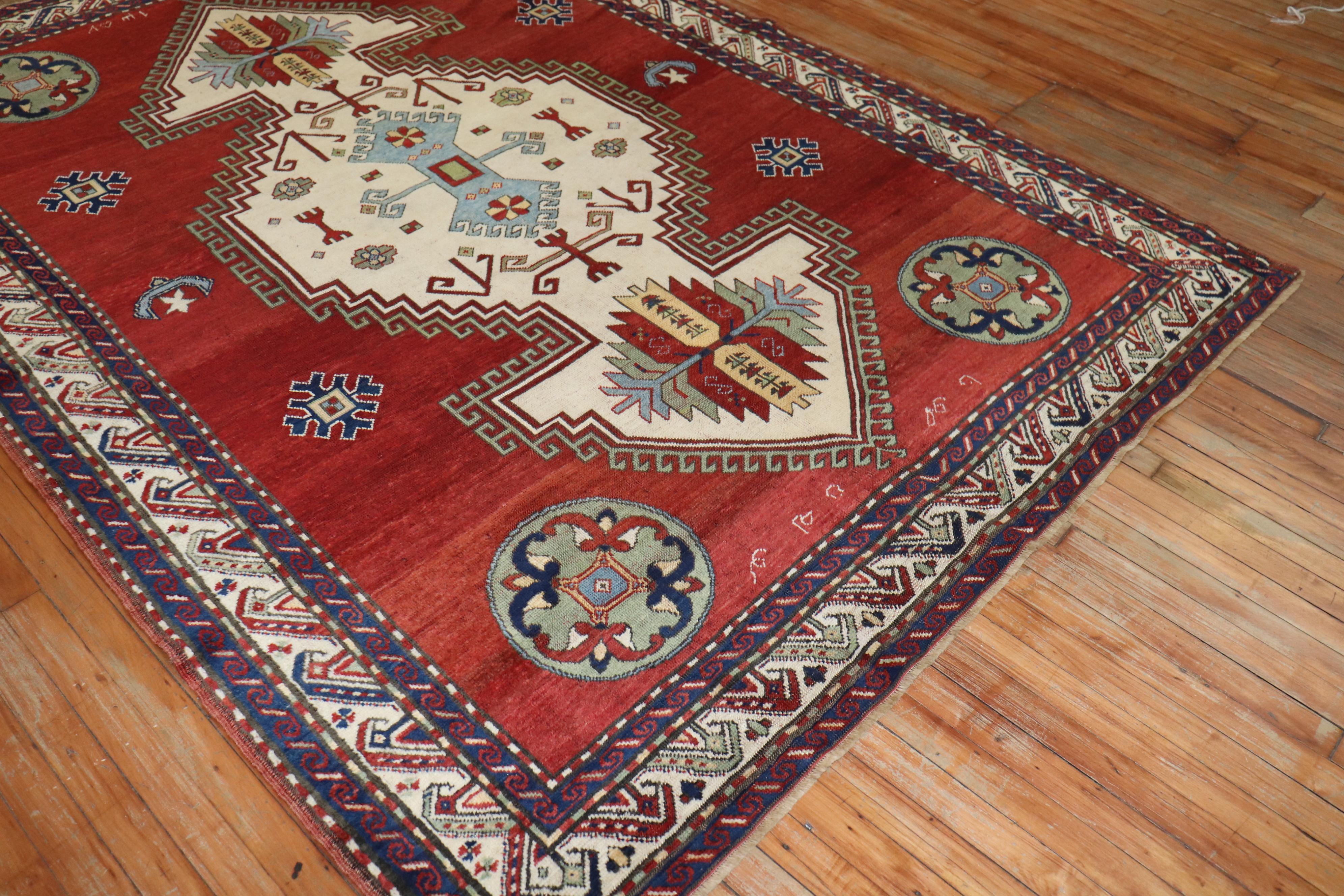 Wool Madder Red Armenian Antique Rug, Dated 1940 For Sale
