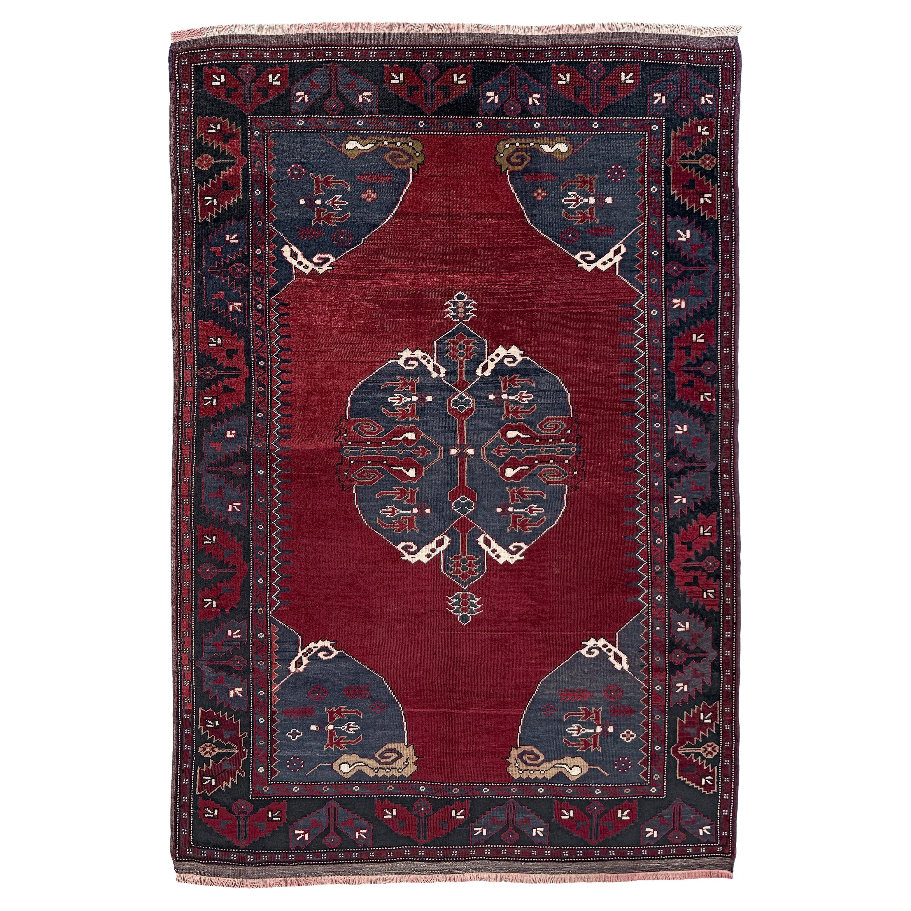 Madder Red Pergamum Antique Rug • Traditional Handmade Turkish Village Rug, 6x8
