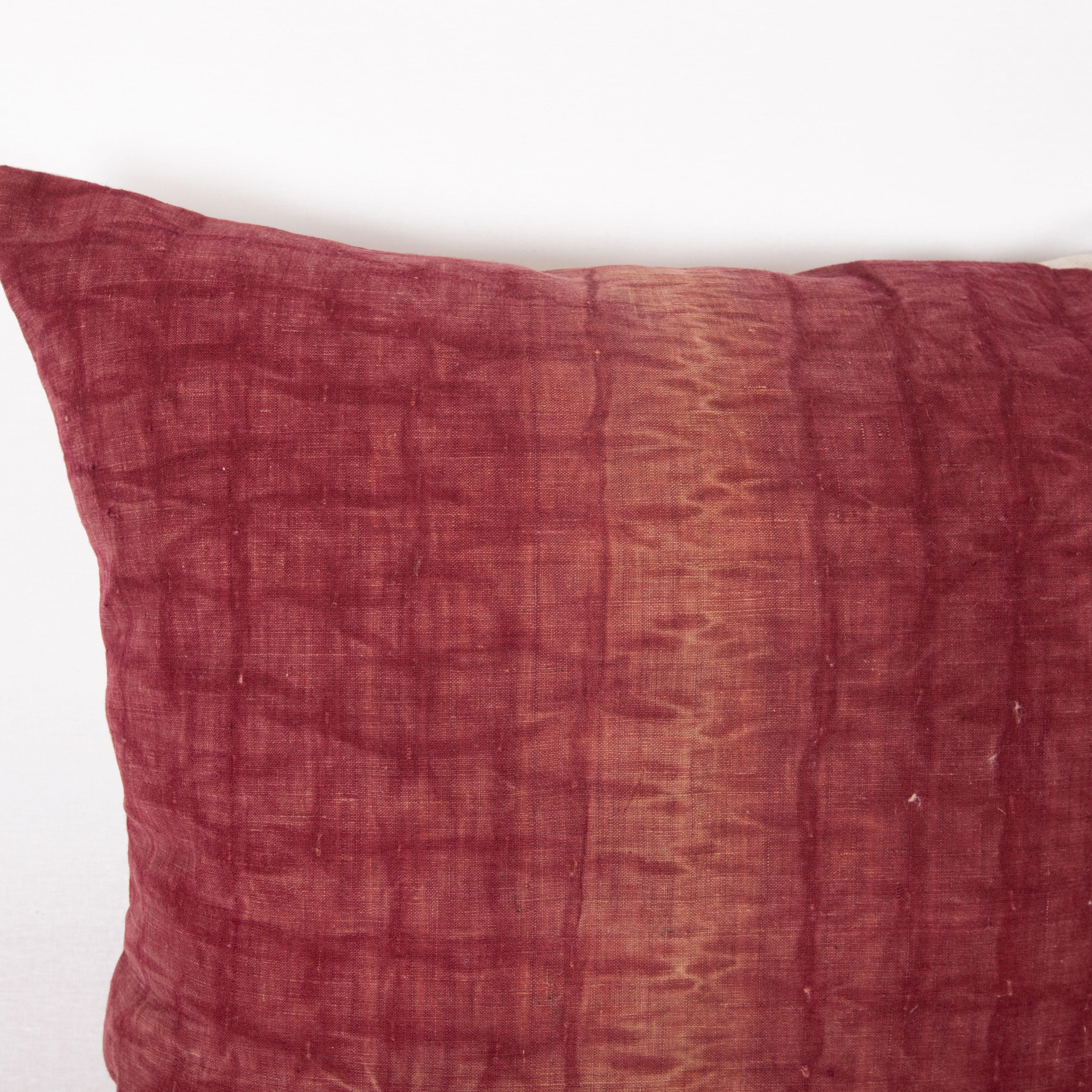 Hand-Woven Madder Red Pillow Cover Made from an Early 20th C. Quilt Top, Turkey For Sale