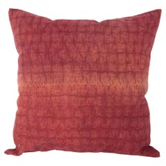 Antique Madder Red Pillow Cover Made from an Early 20th C. Quilt Top, Turkey