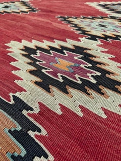 Madder Red Pirot / Sharkoy Kilim • Vintage European Flatweave Village Rug • 8×9