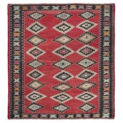 Krapproter Pirot / Sharkoy Kelim - • Vintage European Flatweave Village Teppich - • 8×9