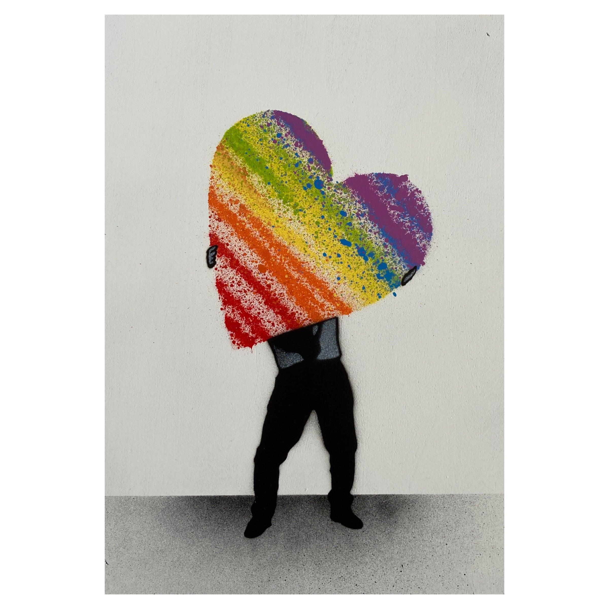 Big Love - Regenbogenherz-Tafel von Madderdoit (Street Art) 