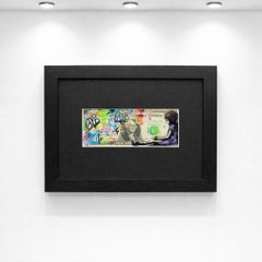 Flower Power Notes Mixed Media Art sur billet d'un dollar, 2026