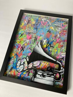 Music Makes You Lose Control Holzschnitt, zeitgenössische Mischtechnik, signiert, 2010-