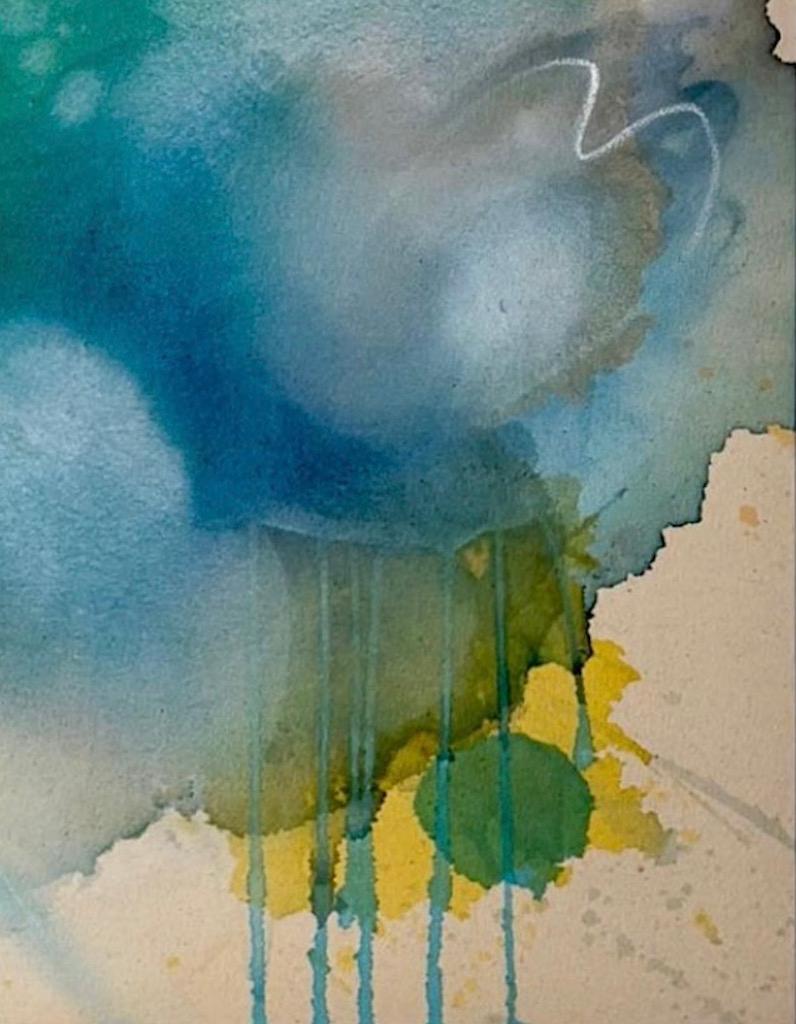 Silhouettes, peinture abstraite, peinture de style Colorfield, art contemporain - Gris Still-Life Painting par Maddie Webb