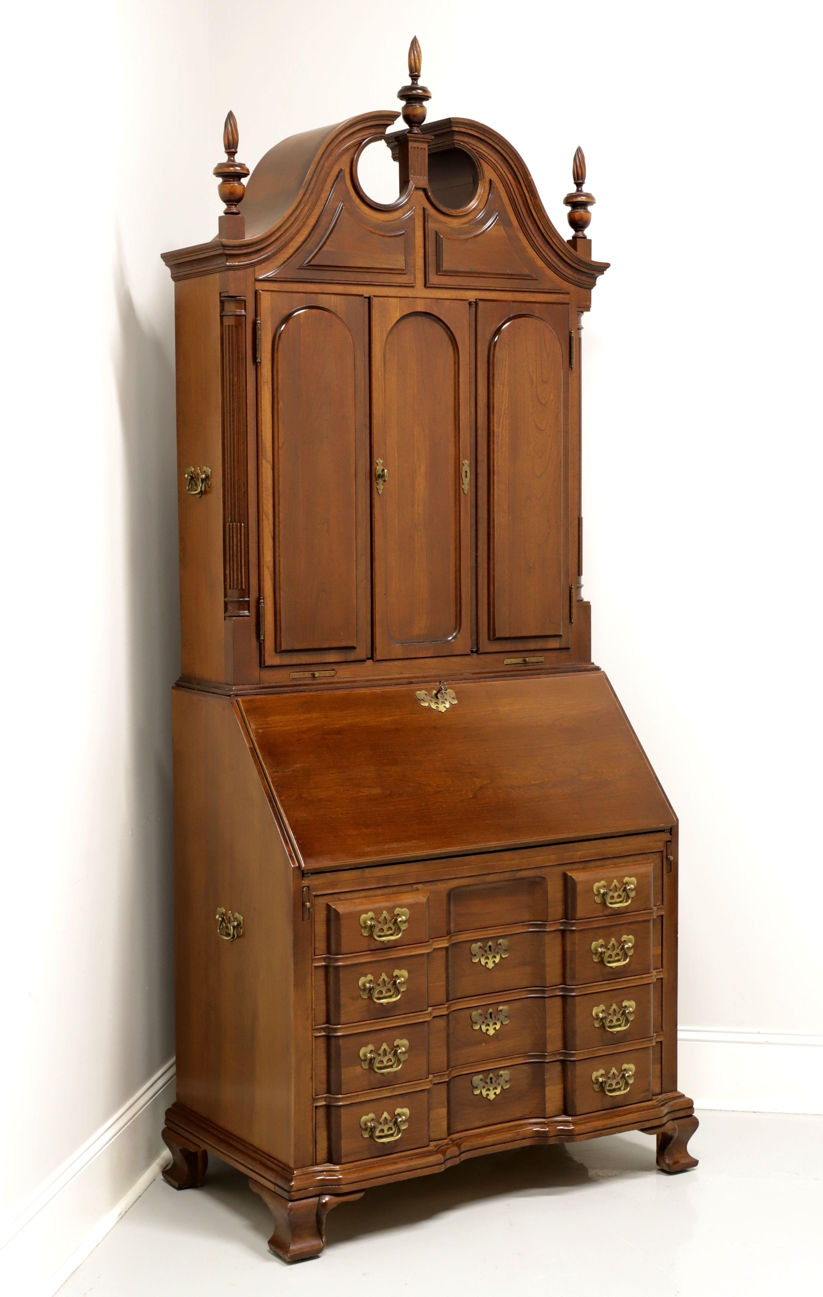 MADDOX Cherry Chippendale Block Front Secretary Desk with Blind Bookcase 8
