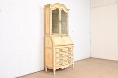 Maddox French Provincial Louis XV Painted Secretary Desk With Mirrored Bookcase