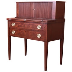 Maddox Hepplewhite Banded Mahogany Tambour Door Desk