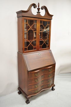 Maddox Mahogany Chippendale Style Ball and Claw Secretary Desk Bookcase