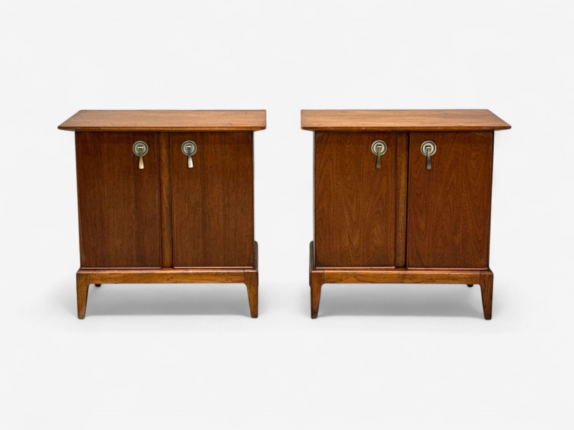 American Maddox, Mid-Century Modern, Walnut, Stainless Steel, Nightstands, USA, 1960s For Sale
