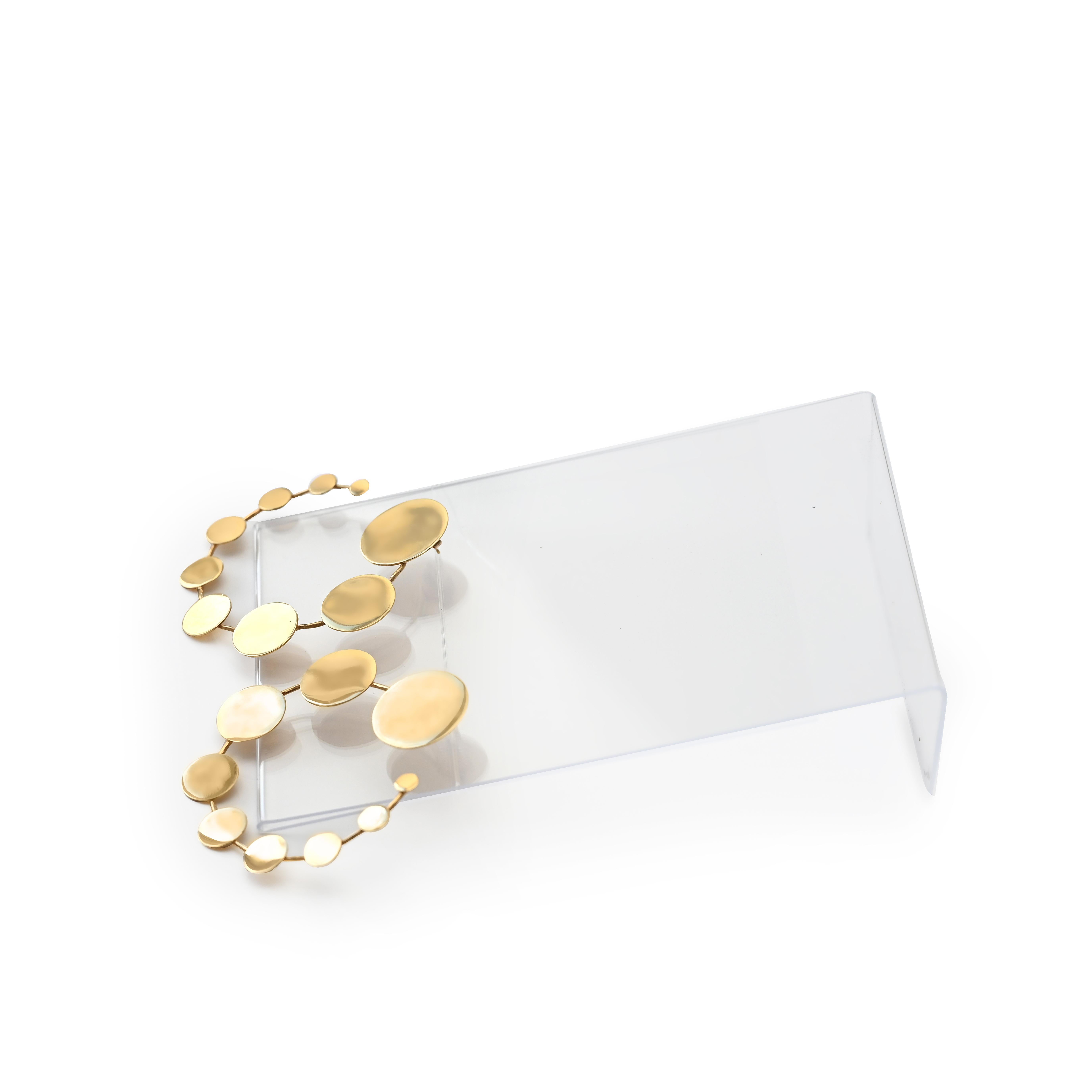 14k Gold Vermeil 9 Disk Hoop Earrings -The geometric design is the classic hoop reimagined, signifying the process of gradually moving forward towards a more progressive capacity. The gradual steps that will eventually lead to something exceptional.
