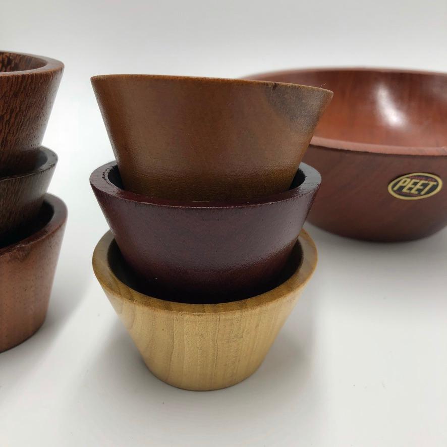 Hand-Carved Made by Peet Suriname Wooden Bowl Set, 60's For Sale