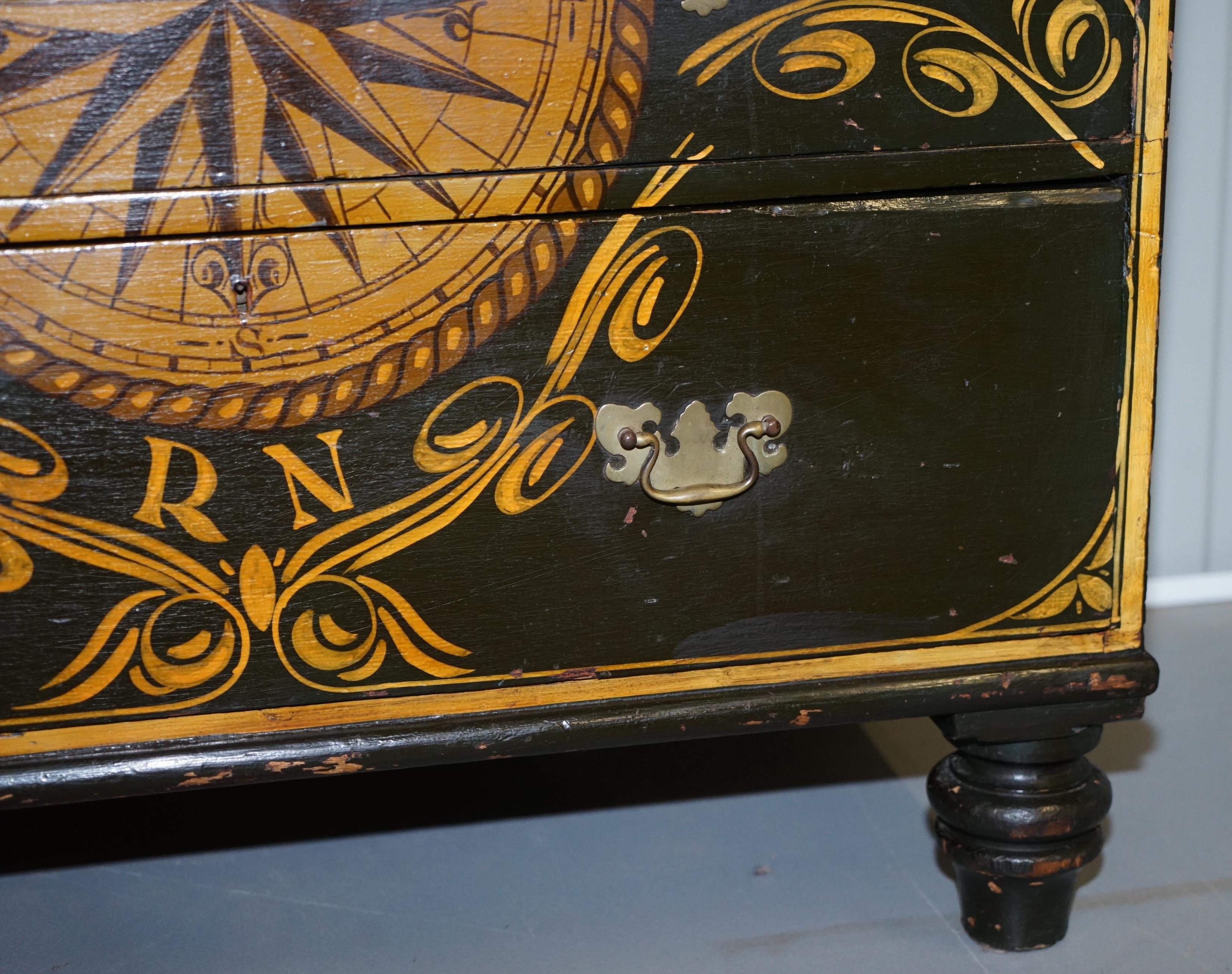 19th Century Made from the Timber of Hms Royal Oak Naval Ship Hand Painted Chest of Drawers