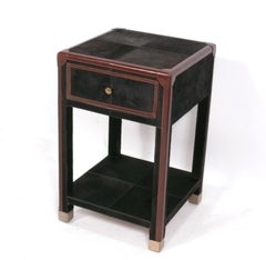 Made Goods Cowhide and Leather Nightstand or End Table