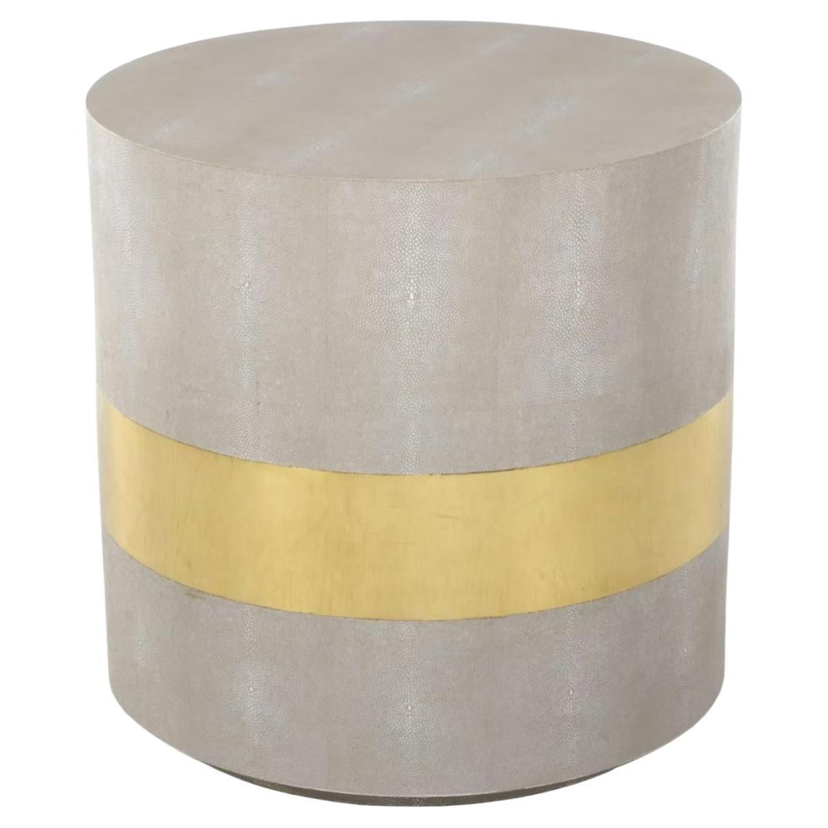 Made Goods "Maxine" Faux-Shagreen and Brass Side Table