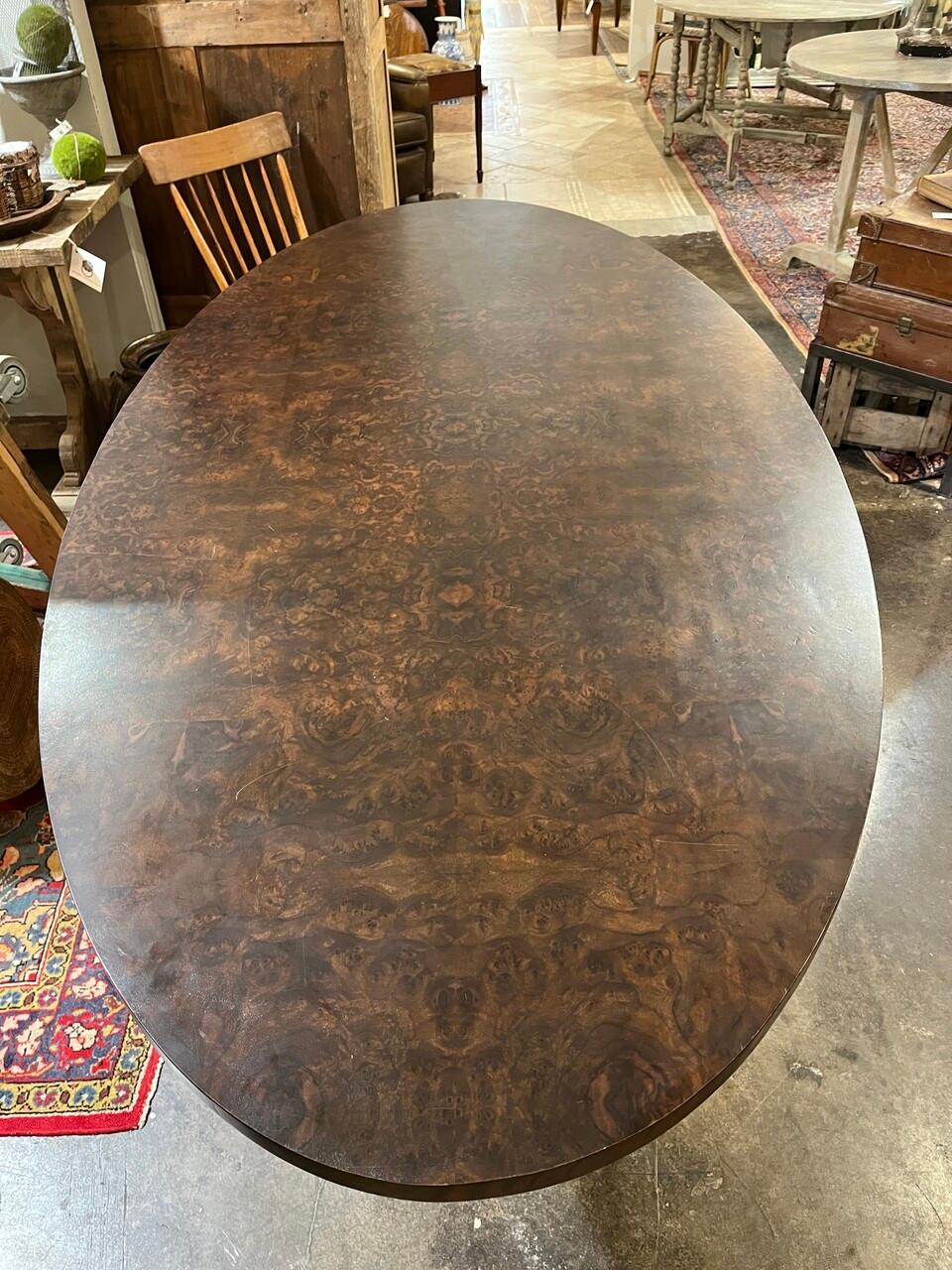Made Goods Oval Dining Table with Burl Walnut Veneered Top 1