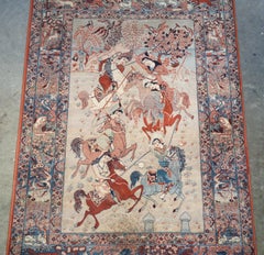 MADE IN BELGiUM LOUIS DE POORTERE MUSKABAD RUG CARPET INDIAN POLO GAME SCENE