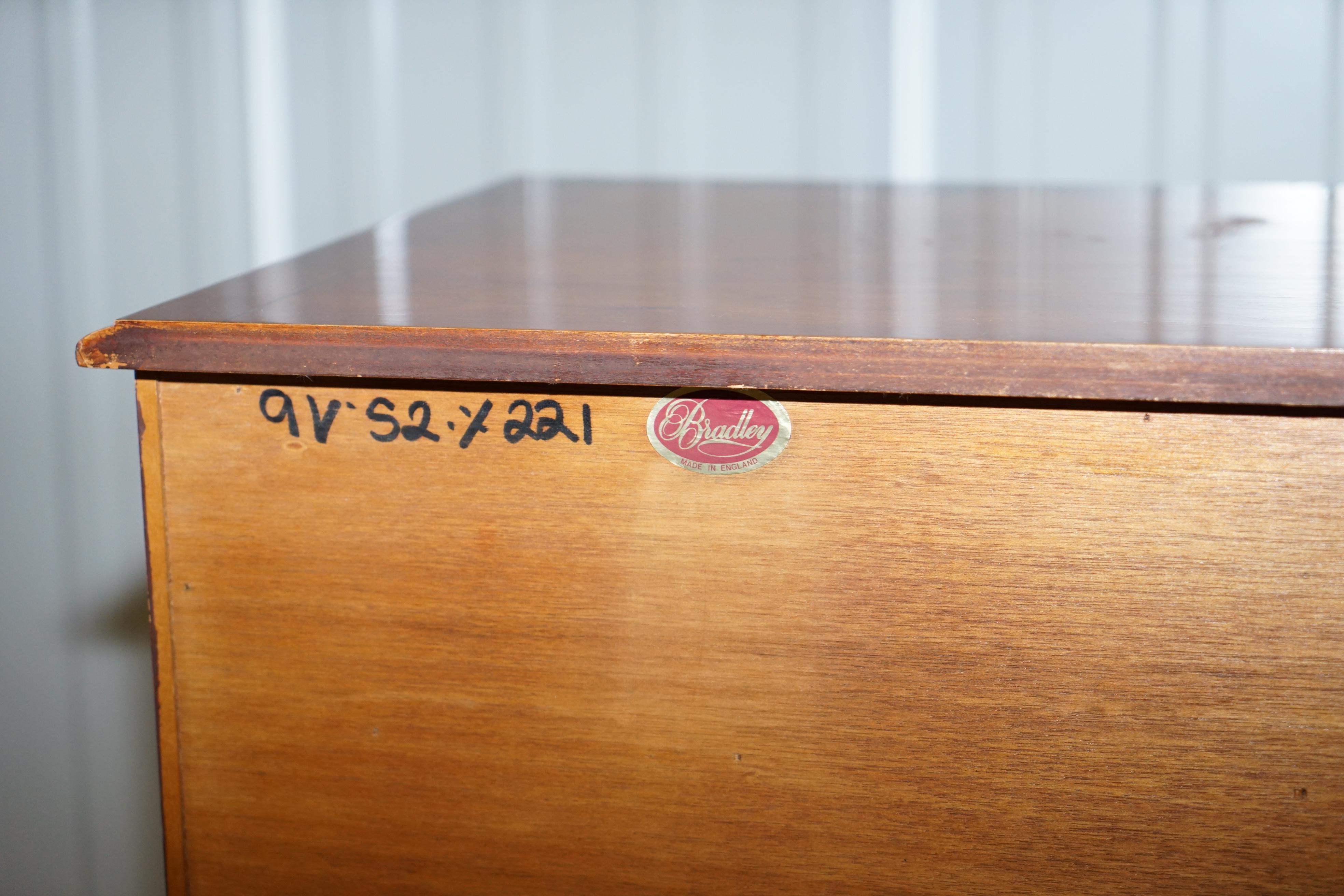 Made in England Bradley Furniture Burr Yew Wood Triple Drawer Sideboard