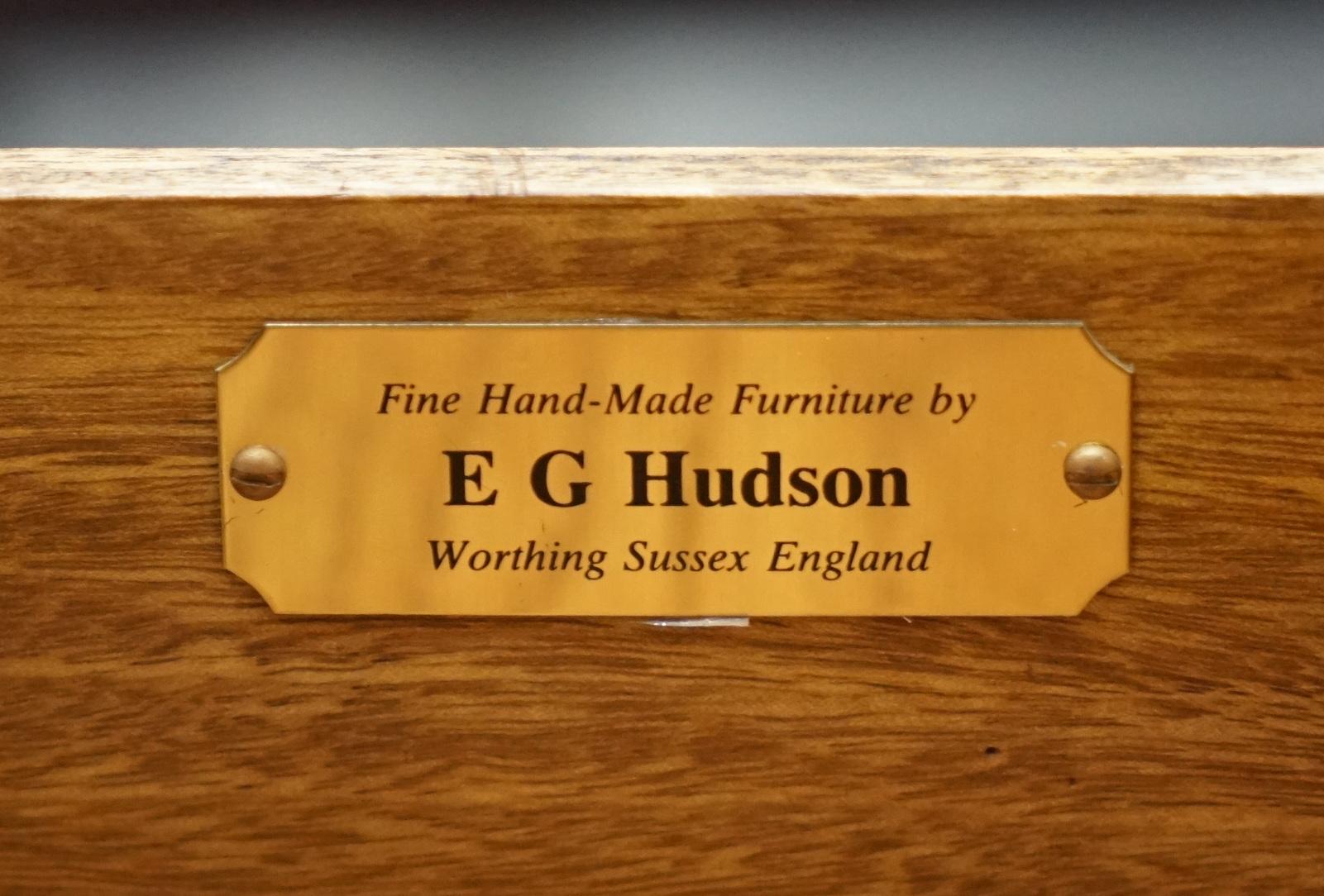 Made in England E.G Hudson Mahogany Leather Partner Desk Sliding Mouse Shelves 11