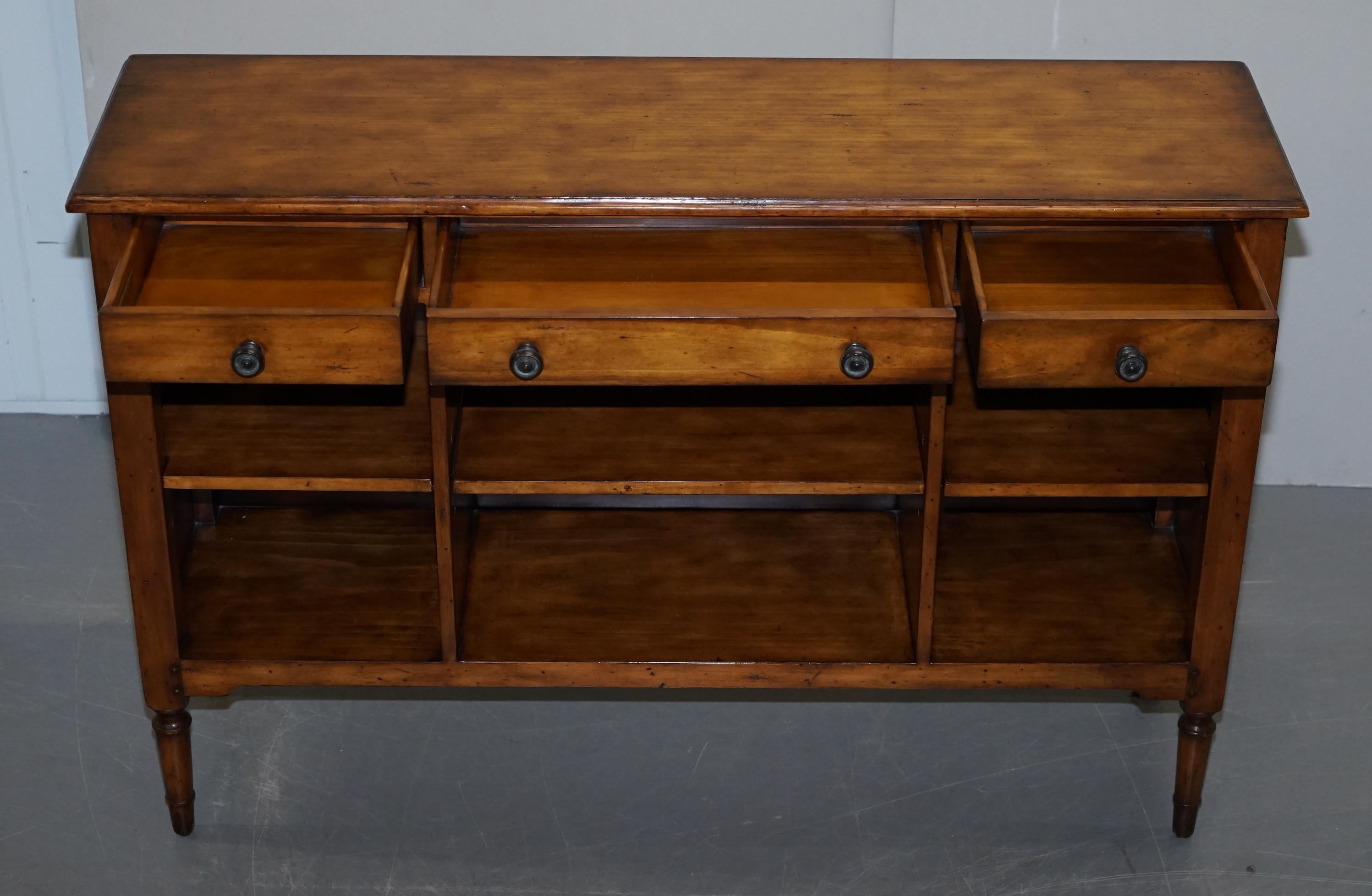 Made in England Multiyork Solid Oak Triple Drawer Sideboard Bookcase Cupboard For Sale 9