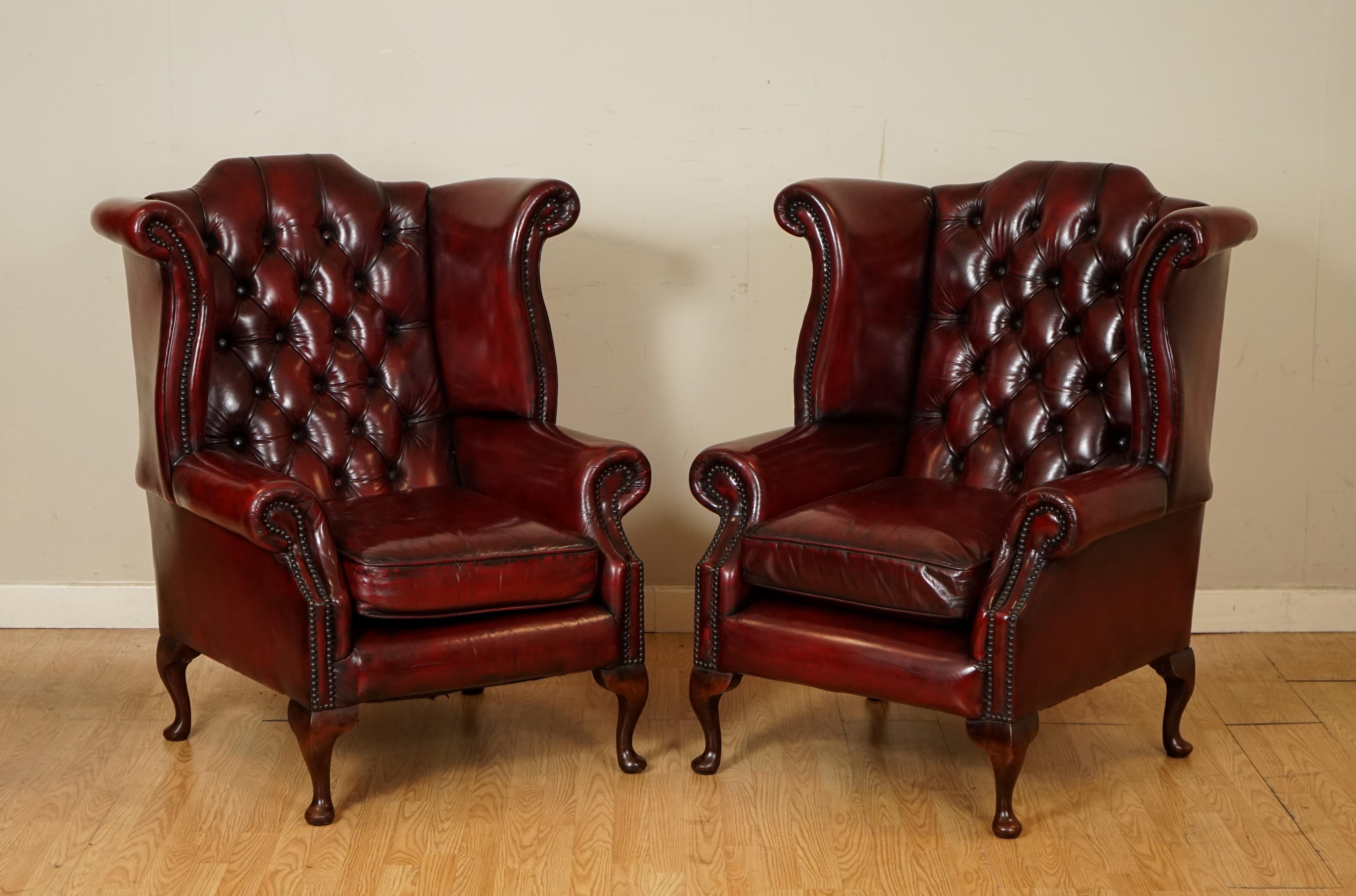 Burgundy Leather Wingback Chair - 3 For Sale on 1stDibs | burgundy wingback  chair, burgundy wingback recliner, burgundy wing back chair
