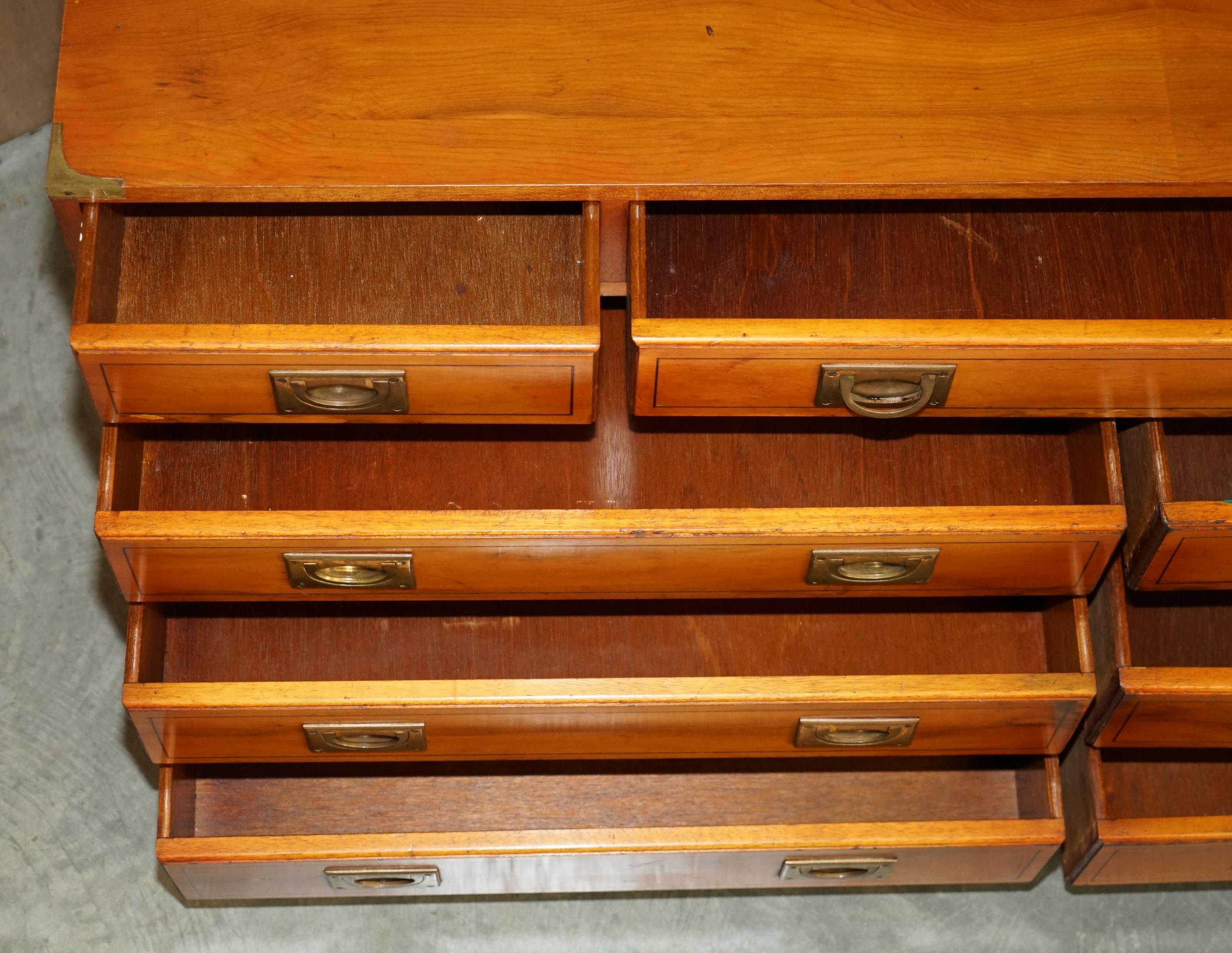 MADE IN ENGLAND ViNTAGE BURR YEW MILITARY CAMPAIGN TABLETTE DE TACHES en vente 8