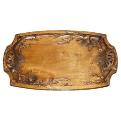 MADE IN FRANCE CIRCA 1910 ANTiQUE CARVED SIGNED MARBOIS ART NOUVEAU SERVING TRAY
