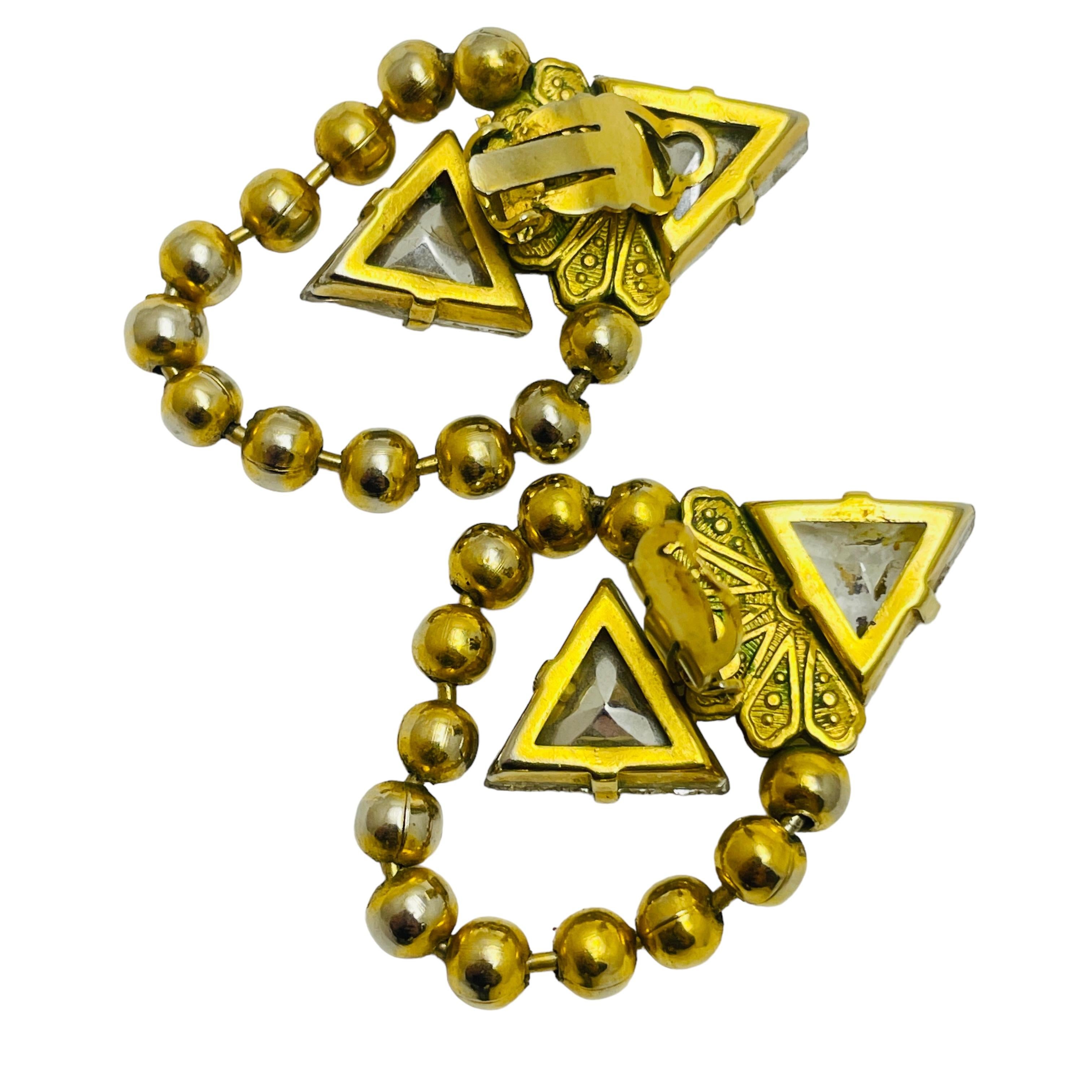 Hergestellt in Frankreich Goldglas massive Designer-Ohrclips an Ohrringen im Zustand „Gut“ im Angebot in Palos Hills, IL