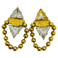 Made in France gold glass massive designer clip on earrings